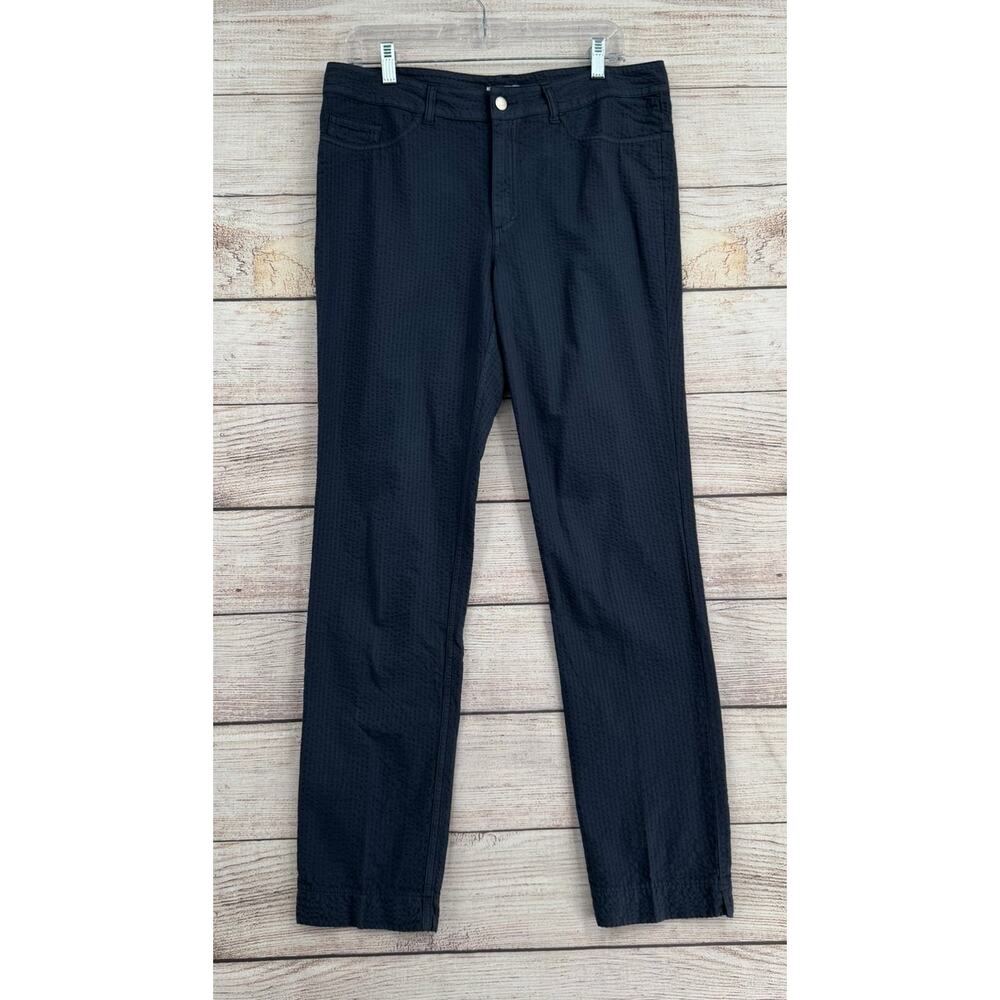 Hubert Gasser Monaco Pants Women's Size 33 Navy Blue Seersucker Made in‎ Italy